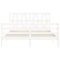 Cadre de lit avec tête de lit blanc King Size bois massif