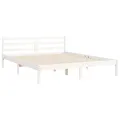 Cadre de lit avec tête de lit blanc King Size bois massif