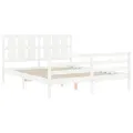 Cadre de lit avec tête de lit blanc King Size bois massif