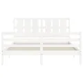 Cadre de lit avec tête de lit blanc King Size bois massif