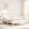 Cadre de lit avec tête de lit blanc 140x200 cm bois massif