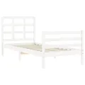 Cadre de lit avec tête de lit blanc 90x200 cm bois massif