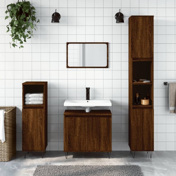 Ensemble de meubles de salle de bain 3 pcs Chêne marron