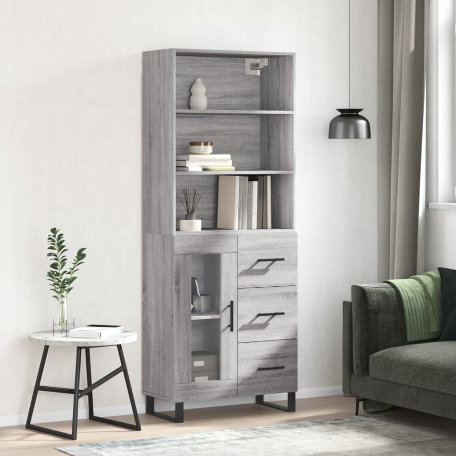 Buffet haut Sonoma gris 69,5x34x180 cm Bois d'ingénierie