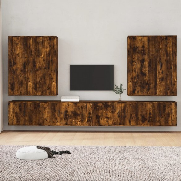 Ensemble de meubles TV 8 pcs Chêne fumé Bois d'ingénierie