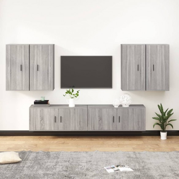 Ensemble de meubles TV 6 pcs Sonoma gris Bois d'ingénierie