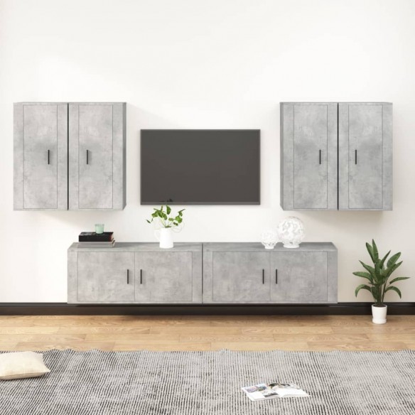 Ensemble de meubles TV 6 pcs Gris béton Bois d'ingénierie