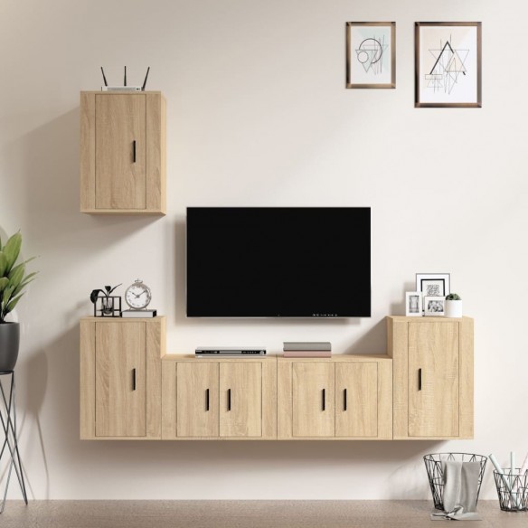 Ensemble de meubles TV 5 pcs Chêne sonoma Bois d'ingénierie