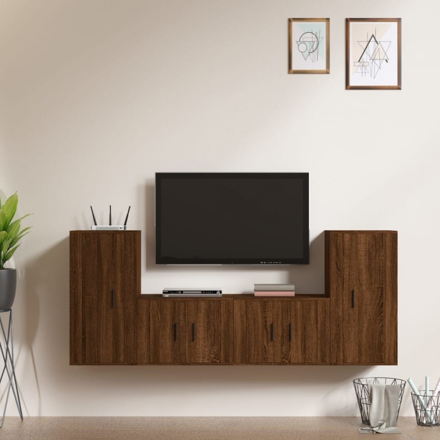 Ensemble de meubles TV 4 pcs Chêne marron Bois d'ingénierie