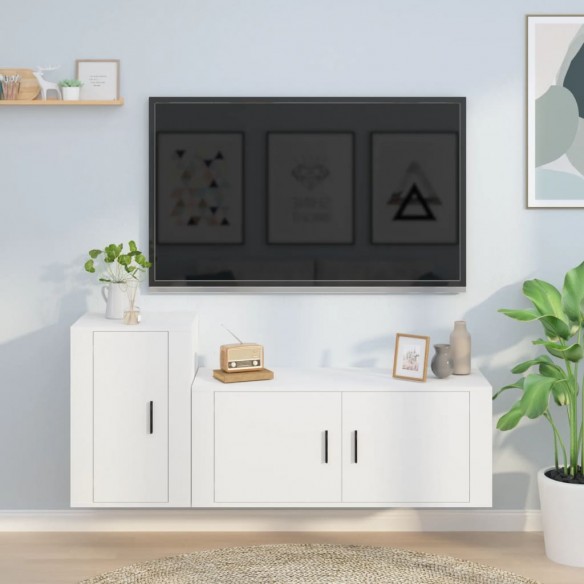 Ensemble de meubles TV 2 pcs Blanc Bois d'ingénierie