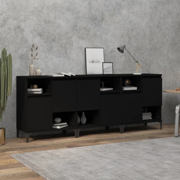 Buffets 3 pcs noir 60x35x70 cm bois d'ingénierie