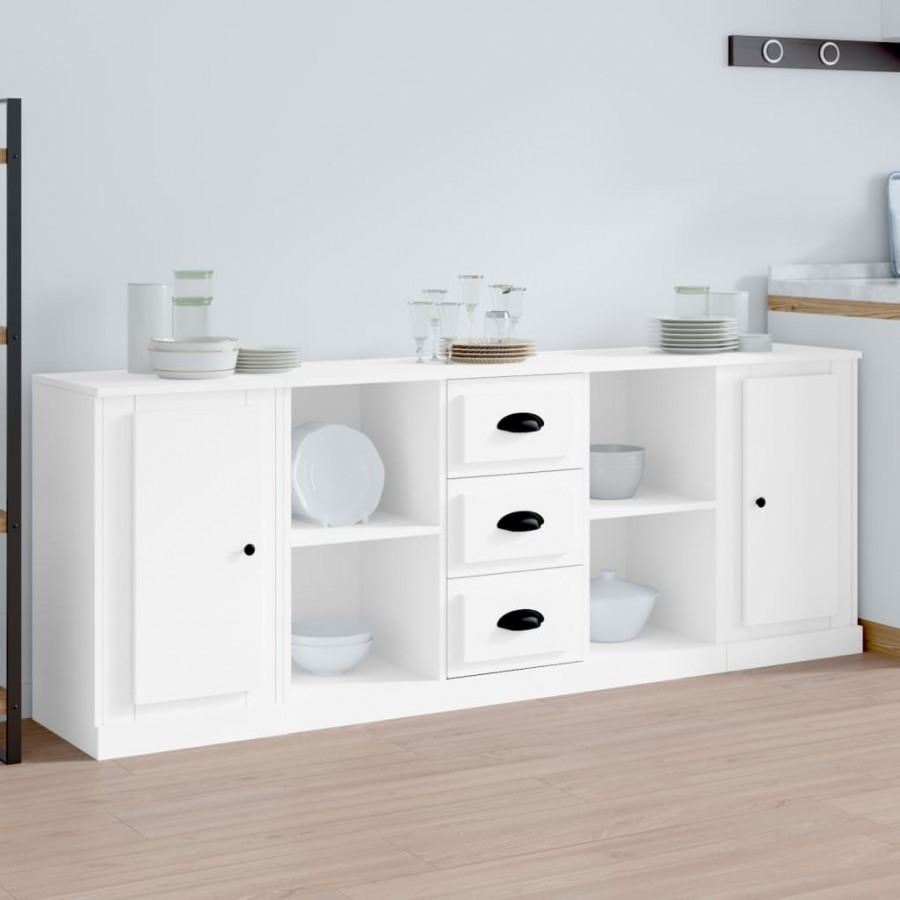 Buffets 3 pcs Blanc Bois d'ingénierie