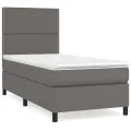 cadre de lit avec matelas Gris 90x200 cm Similicuir