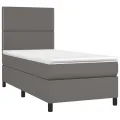 cadre de lit avec matelas Gris 90x200 cm Similicuir