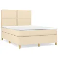 cadre de lit avec matelas Crème 140x200 cm Tissu