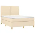 cadre de lit avec matelas Crème 140x200 cm Tissu