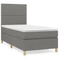 cadre de lit avec matelas Gris foncé 100x200cm Tissu