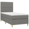 cadre de lit avec matelas Gris foncé 100x200cm Tissu