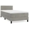 cadre de lit et matelas Gris clair 80x200 cm Velours