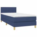 cadre de lit avec matelas Bleu 80x200 cm Tissu