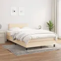 cadre de lit avec matelas Crème 120x200 cm Tissu