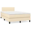 cadre de lit avec matelas Crème 120x200 cm Tissu