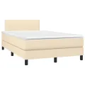 cadre de lit avec matelas Crème 120x200 cm Tissu