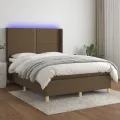 cadre de lit matelas et LED Marron foncé 140x190 cm