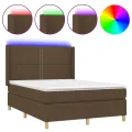 cadre de lit matelas et LED Marron foncé 140x190 cm