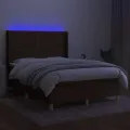 cadre de lit matelas et LED Marron foncé 140x190 cm