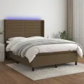 cadre de lit matelas et LED Marron foncé 140x190 cm