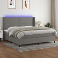 cadre de lit matelas LED Gris foncé 200x200 cm Tissu