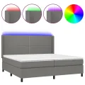 cadre de lit matelas LED Gris foncé 200x200 cm Tissu