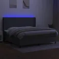 cadre de lit matelas LED Gris foncé 200x200 cm Tissu