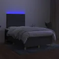 cadre de lit et matelas et LED Gris foncé 120x200 cm