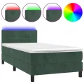 cadre de lit avec matelas LED Vert foncé 100x200 cm