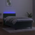 cadre de lit avec matelas LED Vert foncé 100x200 cm