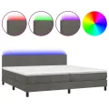 cadre de lit avec matelas LED Gris foncé 200x200 cm