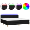 cadre de lit et matelas et LED Noir 200x200 cm Tissu