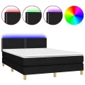 cadre de lit avec matelas LED Noir 140x200 cm Tissu