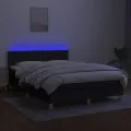 cadre de lit avec matelas LED Noir 140x200 cm Tissu