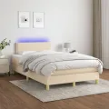 cadre de lit avec matelas LED Crème 120x200 cm Tissu
