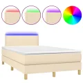 cadre de lit avec matelas LED Crème 120x200 cm Tissu
