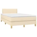 cadre de lit avec matelas LED Crème 120x200 cm Tissu