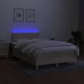 cadre de lit avec matelas LED Crème 120x200 cm Tissu