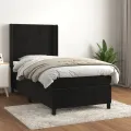 cadre de lit avec matelas Noir 90x190 cm Velours