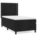 cadre de lit avec matelas Noir 90x190 cm Velours