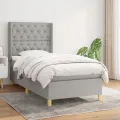 cadre de lit avec matelas Gris clair 80x200 cm Tissu