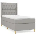 cadre de lit avec matelas Gris clair 80x200 cm Tissu