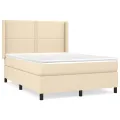 cadre de lit avec matelas Crème 140x200 cm Tissu